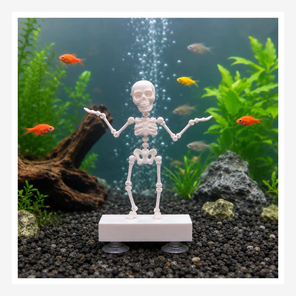 Squelette Dansant pour aquarium - Squelette blanc dansant avec les bulles d'air